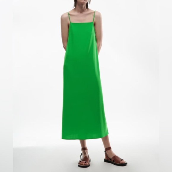 NWT ZARA Black Sleeveless Minimalist Midi Dress - Picture 3 of 9